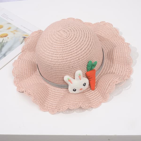 Kaninhatt Solveske Parasoll Jente Halm Barn Halm + Anime Strand Barnas Lue