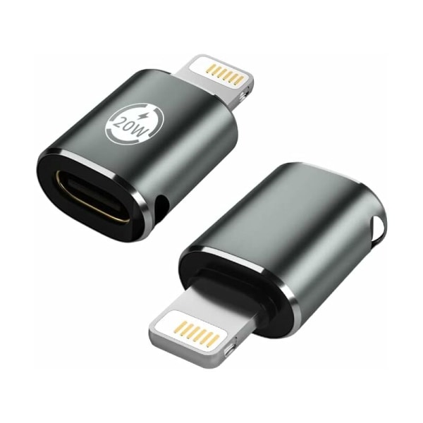 USB C - Lightning-sovitin, tukee 20 W:n PD- ja pikalataustoimintoa i-Phone-, i-Pad- ja i-Pod-sarjoille yhteensopiva (2 kpl i-OS-puhelimen urosadapteri USB T:hen)