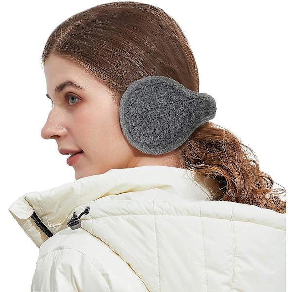 Unisex Varm Stickade Öronmuffar Kasmirs Vinter Utomhus Päls Öronvärmare (rutig svart grå)