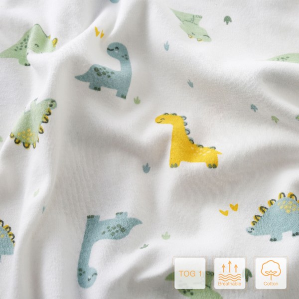 2-delad babysockså 6-12 månader (Dinosaur Print L) Bomullsspjälsäck bärbar filt djurtryck för småbarn.