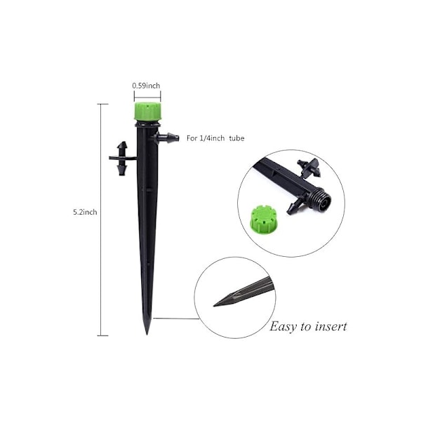 100 Delar Bevattning Bevattning Bevattning, 360 grader 8 Vatten Vatten Flöde Flöde Emitters för 1/4 slang (4-7mm), för Grön Grön Grön Mat System, Gr