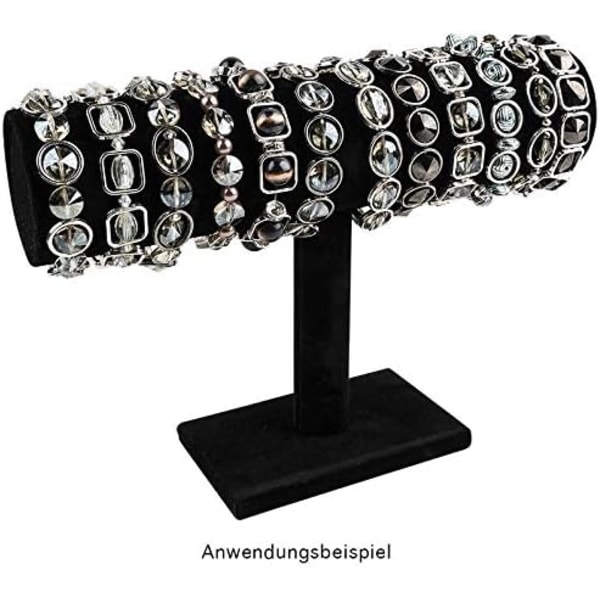 Smykkeholder til armbånd og ure, 23,5 x 7 x 13,5 cm, sort, fløjlslook