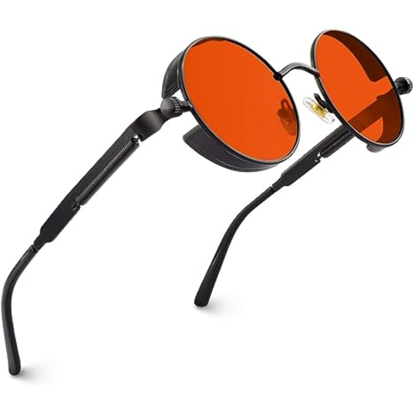 Sort stel rød linsepolariserede runde solbriller til mænd og kvinder
