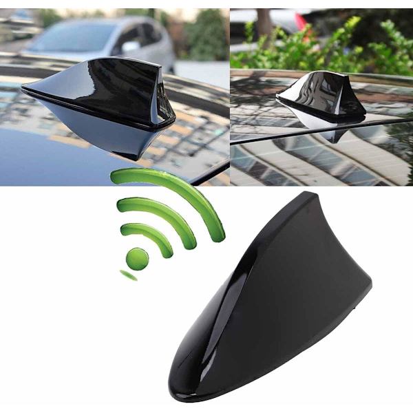 Shark Antenne Universal Shark Fin Antenne Bilantenne med AM FM Radio Signal Vanntett Base (Svart)