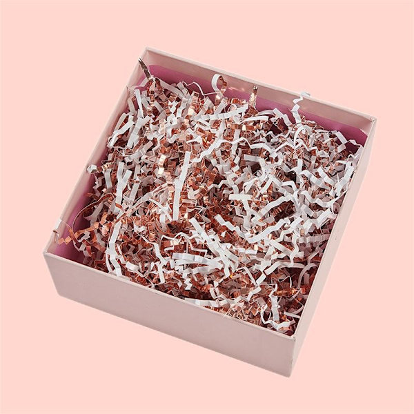 1 kg 3 mm metallisk glänsande siden högkvalitativ presentask fylld med plisserad raffia