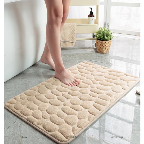Pebble Embossed Golvmattor, Badrum Entré Halkskyddande Absorberande Golvmattor(Khaki, 50*80CM)