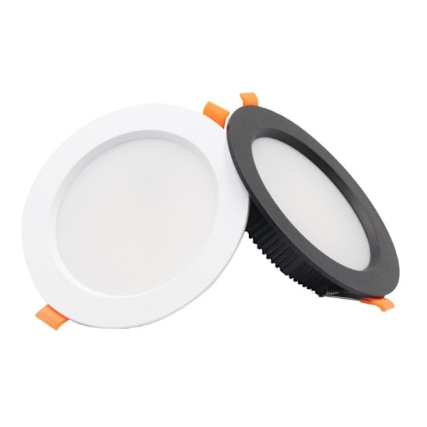Pakke med 10 Sorte Forsænkede LED Spots Ekstra Flade, 500LM 7W Runde Loft Forsænkede LED = 50W Glødepære, Varmt Lys 3000K, AC 220-240V, IP44, Indo