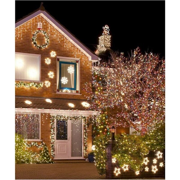[Erä 2 kpl] Ulkokäyttöön tarkoitettu aurinkovalosarja, 12 m 100 LED Vedenpitävä aurinkovalosarja 8 Koristevaloa puutarhaan, patiolle, pihalle, jouluun, monivärinen