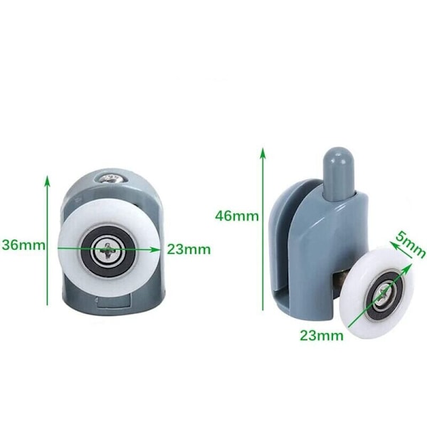 Sæt med 8 23mm Brusekabineruller - Ruller til Skydedøre i Badeværelset