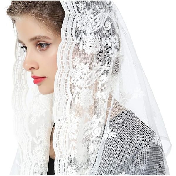 Kirke Slør Katolsk Mantilla Hodeskjerf Blonder Skjerf For Kvinner Messe Latin Be Bønn Bryllup Seremoni Svart Hvit Broken V103