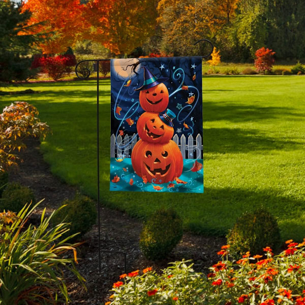 Dobbeltsidet Halloween græskar dyr haveflag jernfri