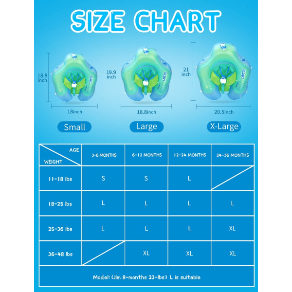 Baby svømmering Baby bøje Børnepool Ny baby bøje fra 3 til 36 måneder (L)
