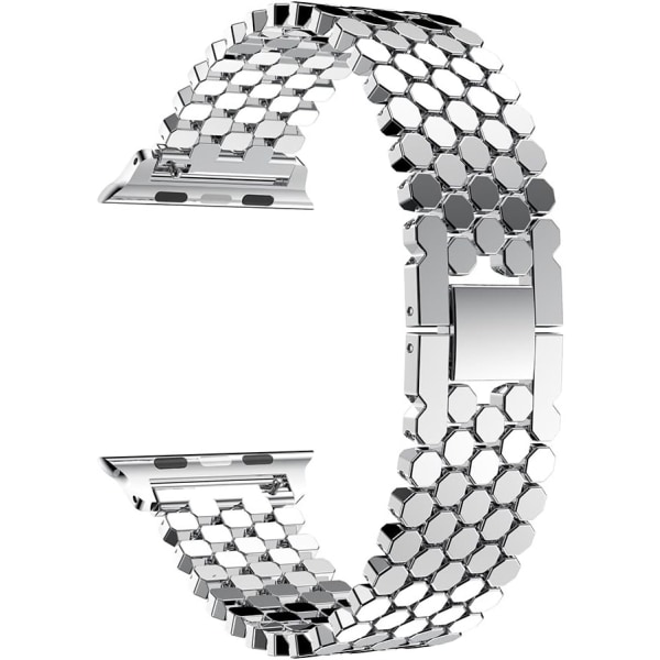 Sølv - Rem for Apple Watch 38 mm, iWatch-rem i rustfritt stål 8 mm, Smartwatch-rem for Apple Watch Series 3/2/1 38 mm,.