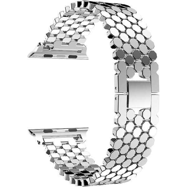 Sølv - Rem til Apple Watch 38mm, Rustfrit stål iWatch Rem 8mm, Smartwatch Rem til Apple Watch Series 3/2/1 38mm,.
