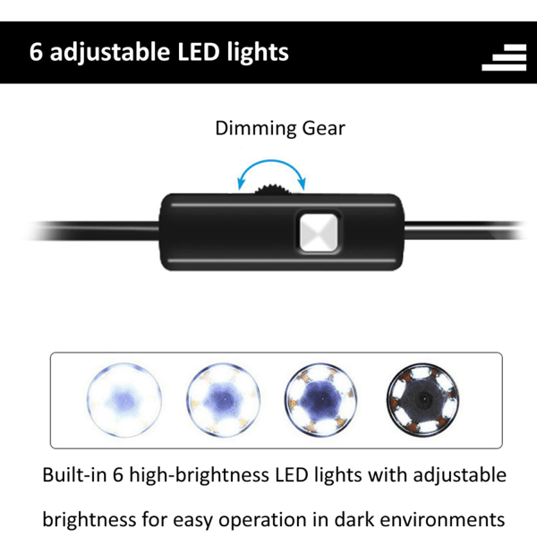 7 mm:n 3-in-1-boreskooppitarkastuskamera Android USB Type-C -liitäntään, putki- ja viemärikamera 6 säädettävällä LED-valolla, IP67-vedenkestävä B