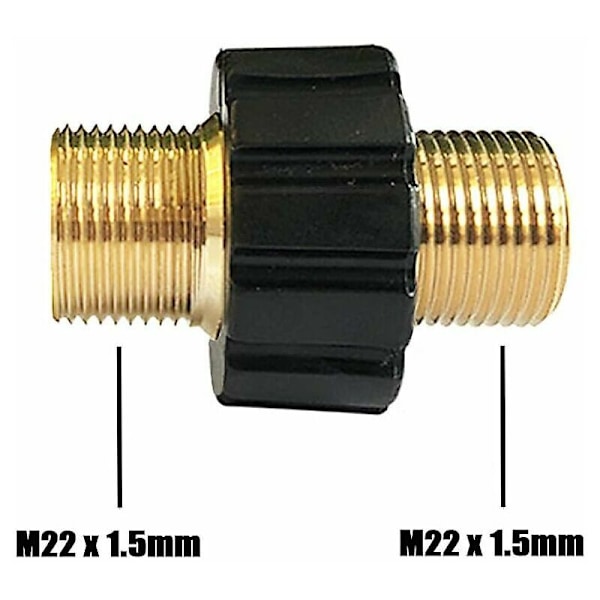 Snabb slanganslutning, adapter för dubbel högtryckstvätt med dubbel hane M22 x 1,5 kompatibel med högtryckstvättslang (14 mm diameter)
