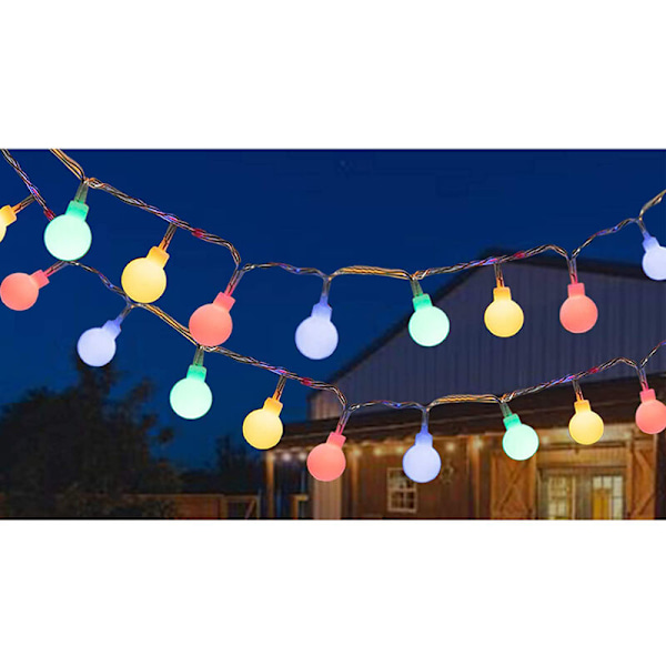 Utomhus ljusslinga, färgglada glödlampor, 12 m, 100 LED, julgransbelysning för helgdagar, trädgårdar, balkonger och interiörer, jul, barn r