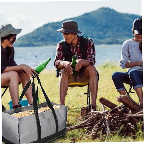 Canvas Vedträdsförvaring Väska Vattentät Heavy Duty Tote Bag (Kaffebrun)
