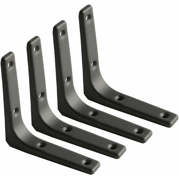 Vägghylla kvadratisk, svart matt metallfäste, metallhylla för galen dekoration, tung last kvadratisk, 100mm100mm, 4st