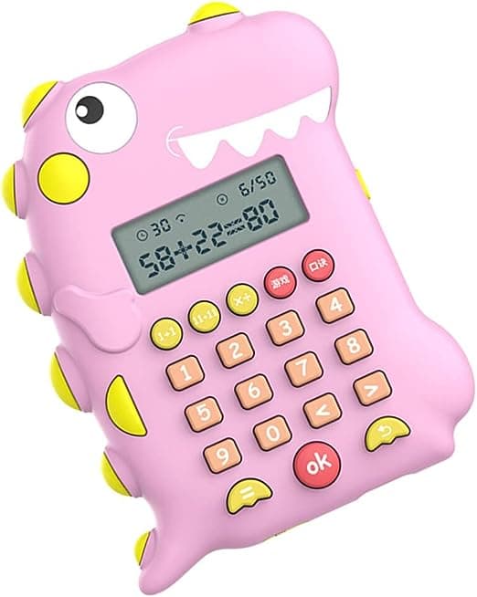 Barnekalkulator, Rosa Dinosaur Shape Kalkulator, Matematikkspill Smart Learning Kalkulator, Kontorkalkulator