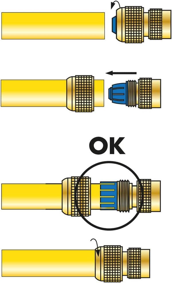 Automatisk sprinklerkoppling 3 kulor för slang Ø15