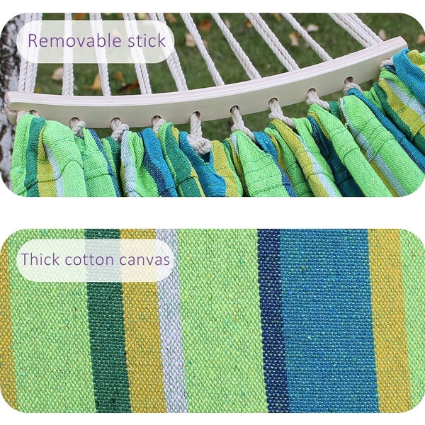 Färglada Hammock för Vuxna, Bohemisk Macrame 2-Personers Stickad Hammock med Anti-Rullbalansbalk, Bärbara Hammockar Lämpliga för Inomhus och Utomhus