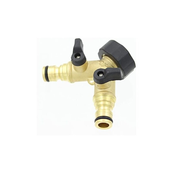 9,2x7x7cm Solid messing 2-vejs dobbelt hane adapter med individuelle on/off ventiler