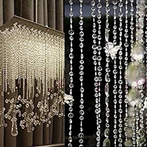 30M Bryllup Hjem Krystal Akryl Girlande Diamant Strand Perle Fest Gardin Jul Fest Dekoration DIY