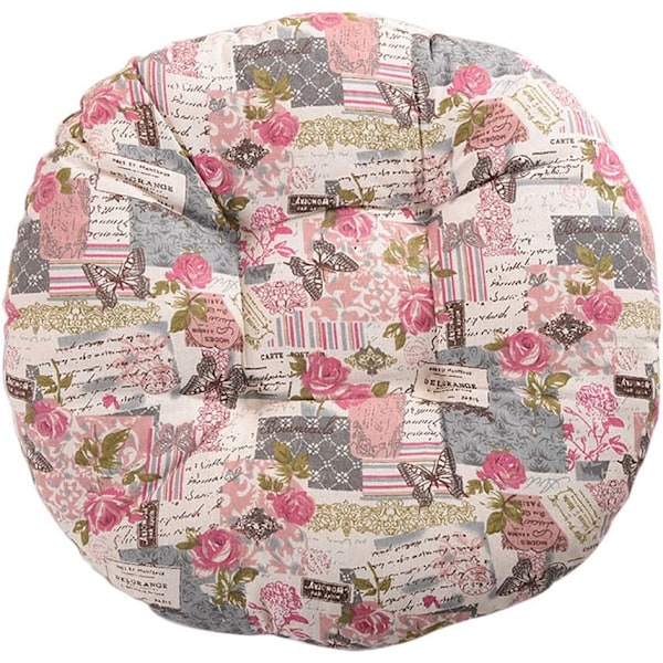 Tuolinpehmuste, pyöreä, istuinpehmuste, kukkakuvio, eläinprintti, istuinpehmuste ulkokäyttöön, puutarhaan, parvekkeelle, 40 cm, puuvilla ja pellava, vaaleanpunainen