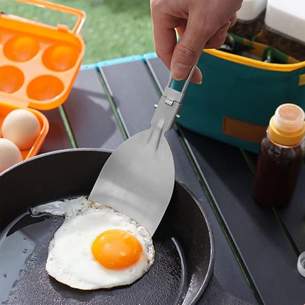 Sammenklappeligt Campingspadesæt - Rustfrit stål, Bærbart til Vandreture & BBQ 2 Dele