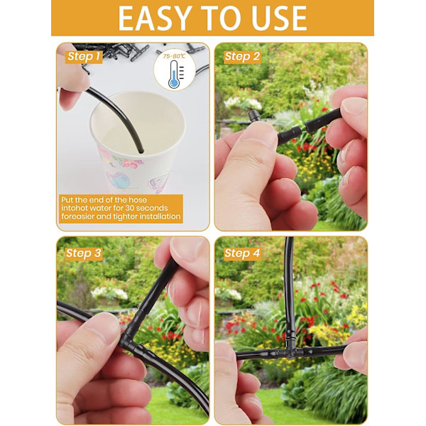 100 stk. T-stykke vandingssystem 1/4 \"gaffelforbindelse drypvanding T-rør - PVC sprinklerhoved drypvanding automatisk vandingssystem kit