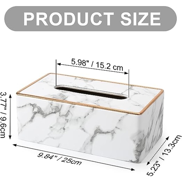 (White) Phnom Penh Rectangular Marble Tissue Box