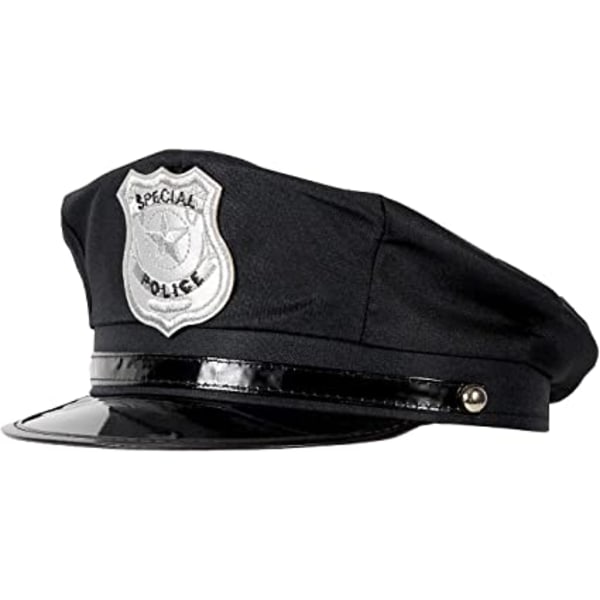 Politihatt politi karnevalhatter 1 svart politihatt, morsom, SWAT