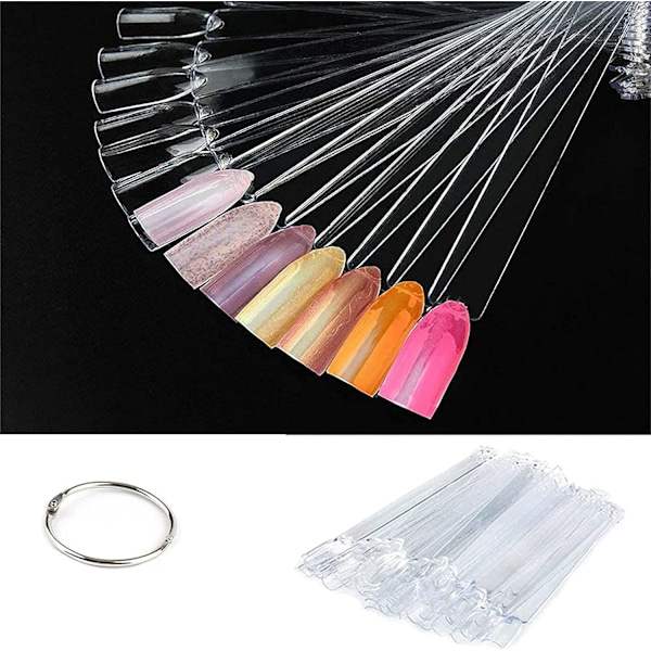 Nagelfärgkarta 100 st, falska naglar display nagelövning verktyg färgpalett för nagelövningsdesign... (Transparent)