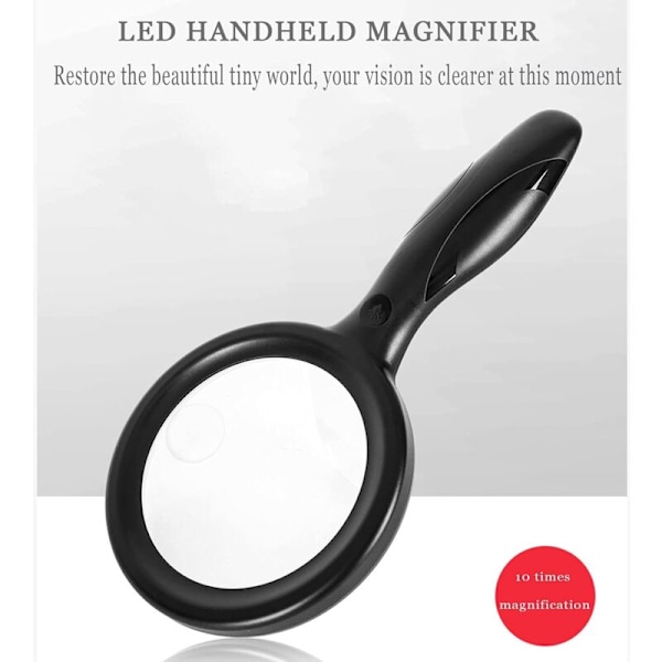 Genopladelig lup med lys 33 LED med variabel intensitet, belyst lup med 3 justerbare lys, bærbar lup