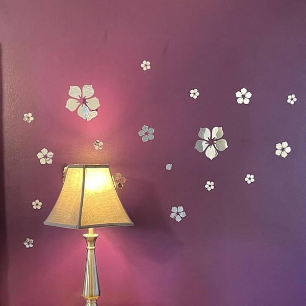 18 kpl Tarraseinä Tarrat Kukat Deco Moderni Salonki Talo Teini Koristelu Tyttö Makuuhuone Peilitarrat