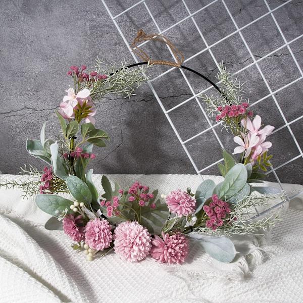 Kunstig Blomsterkrans, Dør Blomsterkrans, Vægophæng Blomsterkrans til Bryllup, Fest, Hjemmeindretning