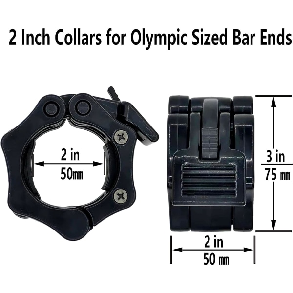 Barbell Clamps Olympic Bar Collars 2 tommer Quick Release Barbell L