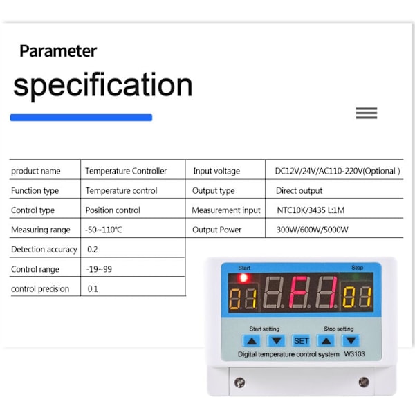 Digital LED temperaturkontroller 30A/AC110-220V Intelligent termostat värme- och kyltemperaturkontrollsystem med sensor
