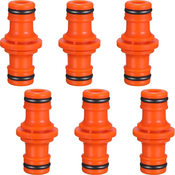 6-delad dubbelhane slangkoppling slanganslutningar för att skarva trädgårdsslang (orange)