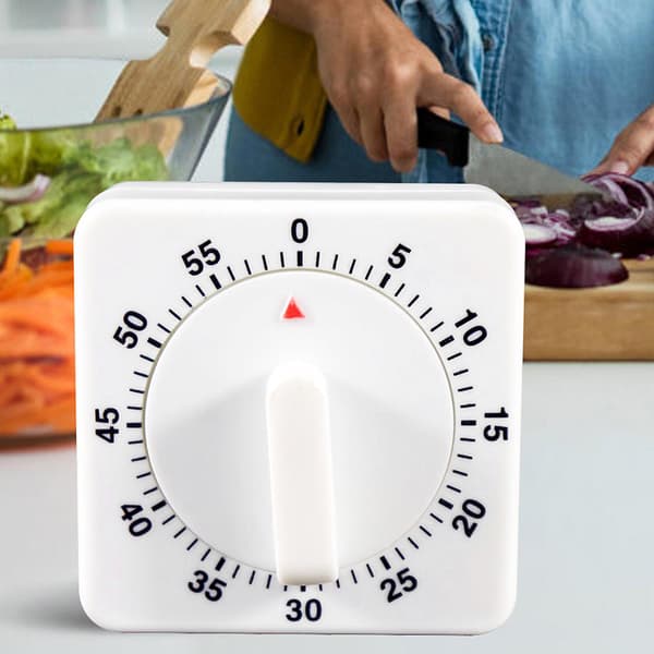 Hvit timer (35*21*30CM) Analog kjøkken, eggklokke, justerbar opptil 60 minutter, mekanisk, ingen batterier
