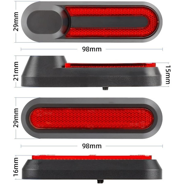 Svart/röd - Natcoo Scooter Hjulskydd Reflexremsa för Xiaomi M365, Pro, 1S, Essential, Pro2, Mi3