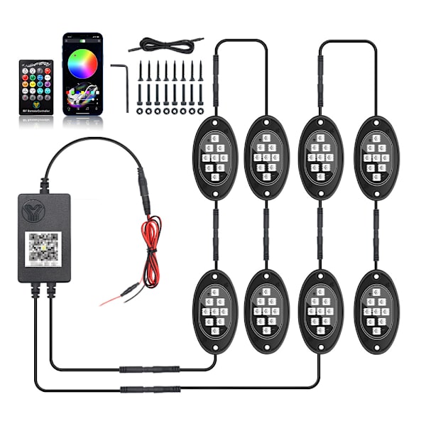 RGB LED-stenljus Neon Vattentäta Bil Under Glow Light Kits Bil Chassi Underglow Ljus för Bil Låg Underglow Dekorativ Atmosfär