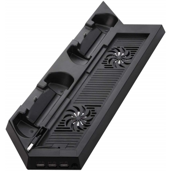 PS4 vifte kjøler, vertikal stativ for PS4, kjølevifte med 3 USB-hub laderporter