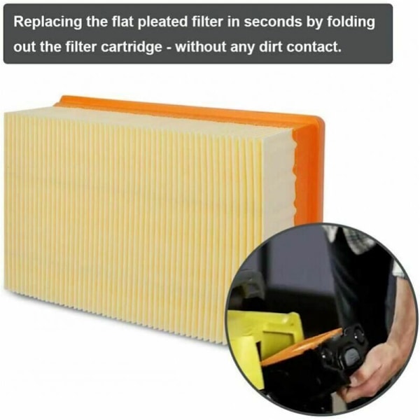 Sæt med 2 flade filtre kompatible med universalstøvsugere Kärcher MV4 / MV5 / MV6 / WD4 / WD5 / WD6