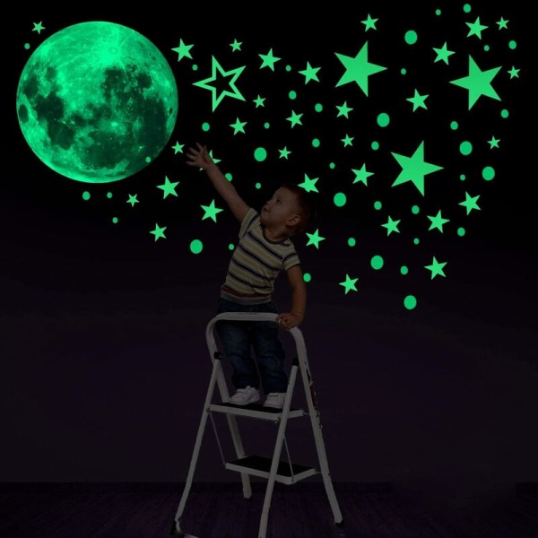 435 poäng fosforescerande måne och stjärnor Lysande fluorescerande väggklistermärken Takdekal för dekoration av baby barnrum