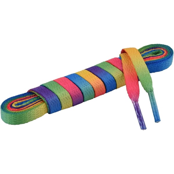 100 cm, Flate skolisser for alle typer sko eller joggesko, Rainbow Gr