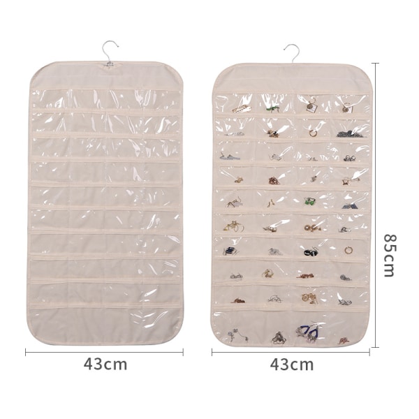 Taitettava läpinäkyvä ripustettava matkakosmetiikkalaukku, beige