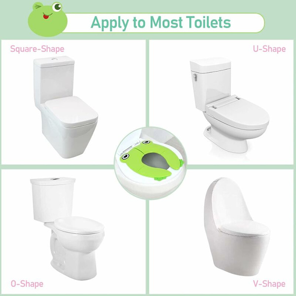 Baby Toiletreducer, Rejse Toiletreducer, Sammenklappeligt Børne Toiletsæde, Børne Toiletreducer, Rejse Sammenklappeligt Toiletsæde med 1 Bærepose, Grøn Fr