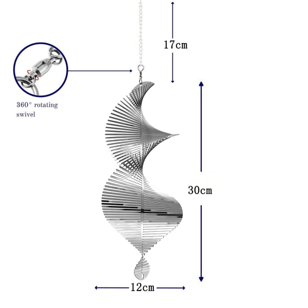 Spiral Oval Vindspil Metal Have Ornament Dekorativ 360 Graders Roterende Hængende Skilt (Oval)